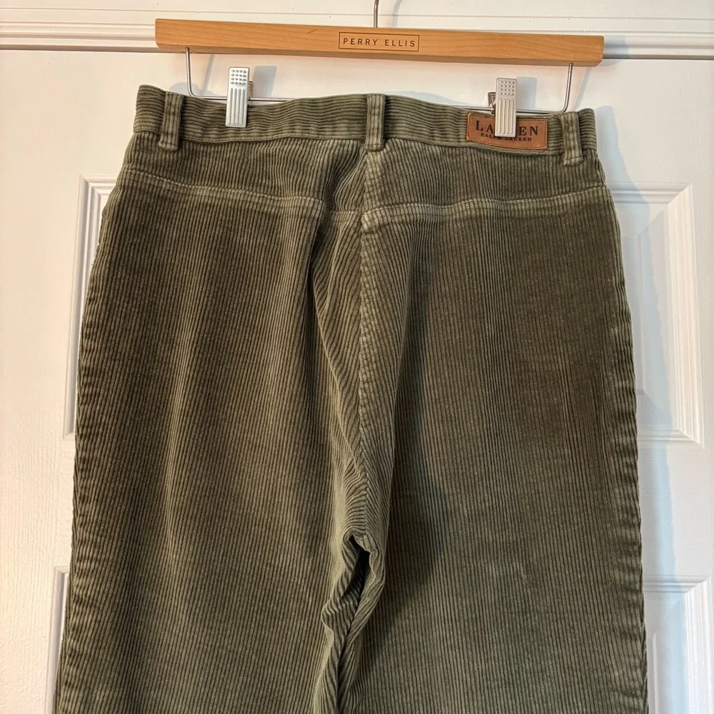 Vintage Lauren Ralph Lauren Green Corduroy Straight Leg Ankle Pants 10 Military - Picture 6 of 6